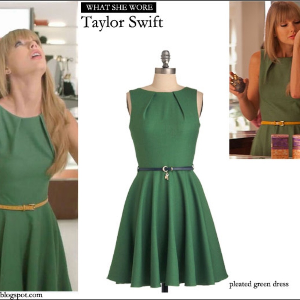 Green a-line sleeveless dress
